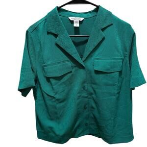 Athleta Echo Teal Button-Up Shirt Top Size Small